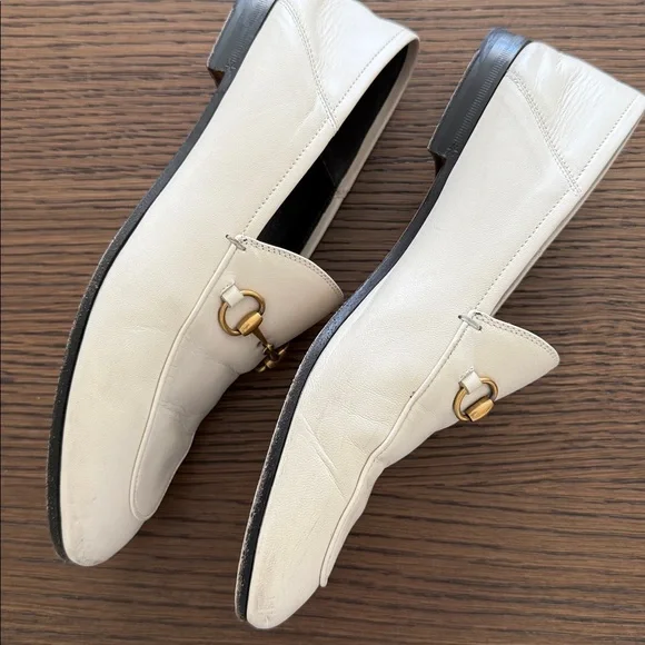 Gucci Brixton Women’s Ivory Leather Horsebit Loafers 39.5. - Picture 3 of 10